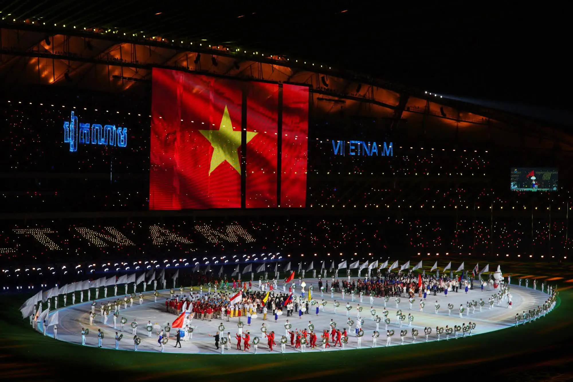 Phần diễu hành của đoàn thể thao Việt Nam tại lễ bế mạc Seagame.